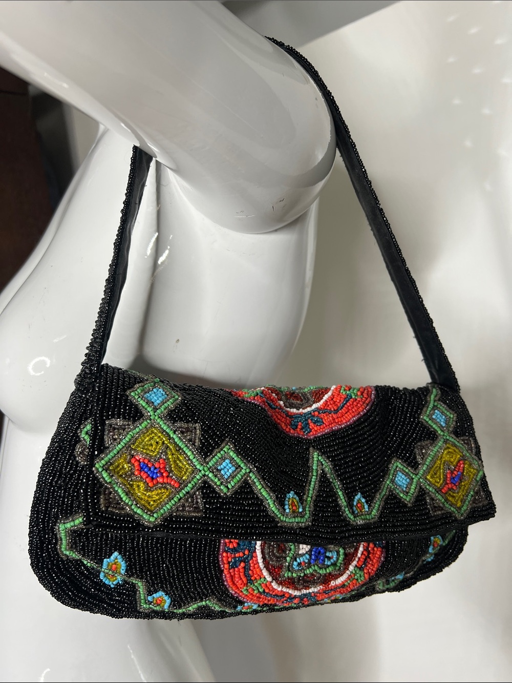 Christiana Fully Hand Beaded Pochette Shoulder Hand Bag Magnetic Closure